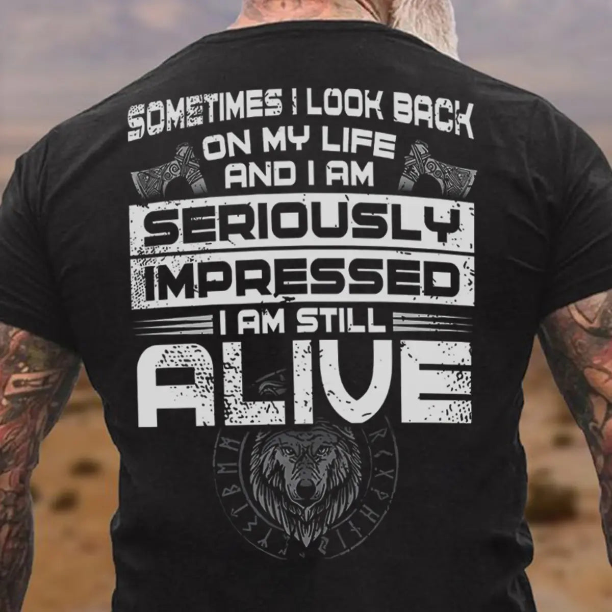 Viking Sometimes I Look Back On My Life Printed Men's T-shirt