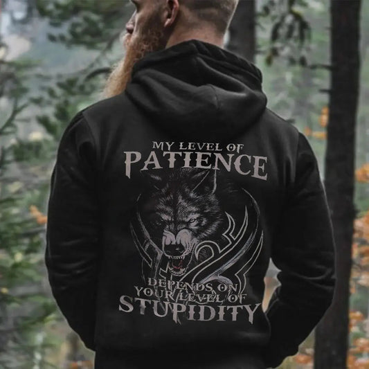 Viking My Level Of Patience Printed Men's Hoodie