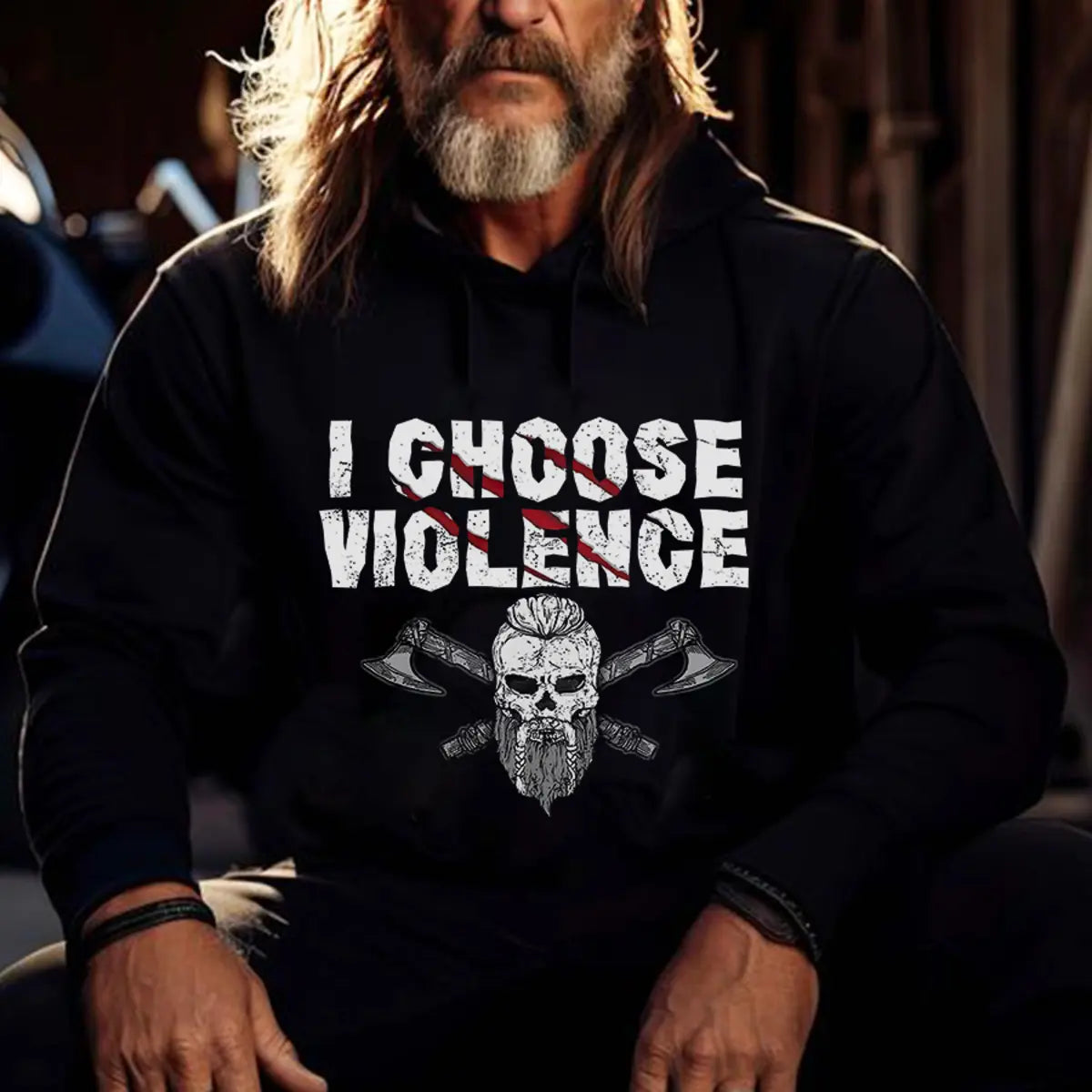 Viking I Choose Violence Printed Men's Hoodie