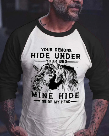 Your Demons Hide Under Your Bed Printed Long Sleeve T-shirt