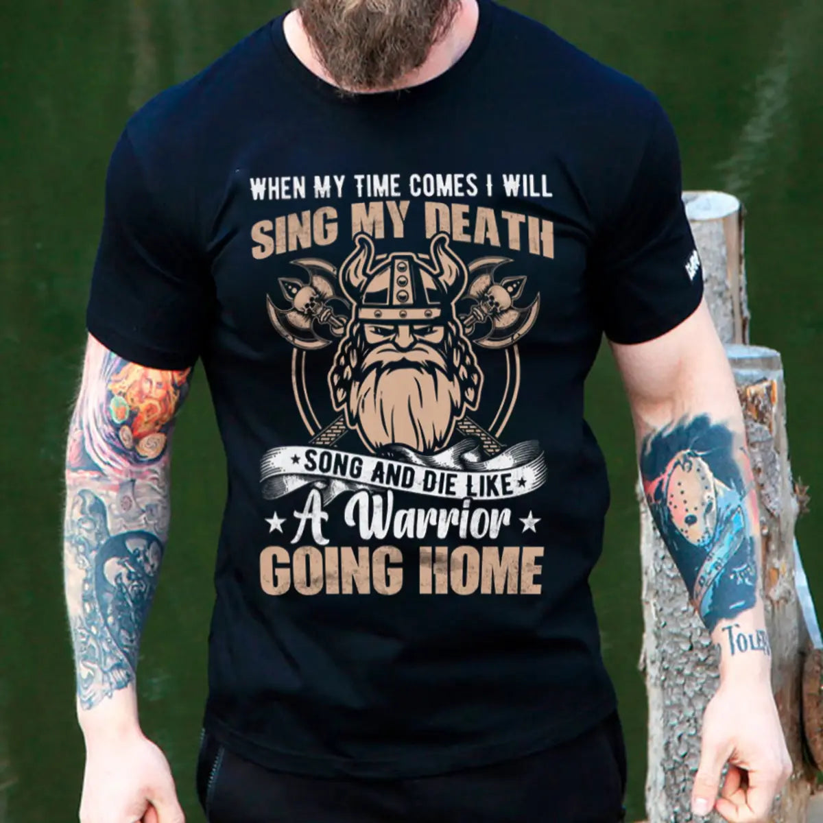 Viking When My Time Come I Will Sing My Death Printed Men's T-shirt