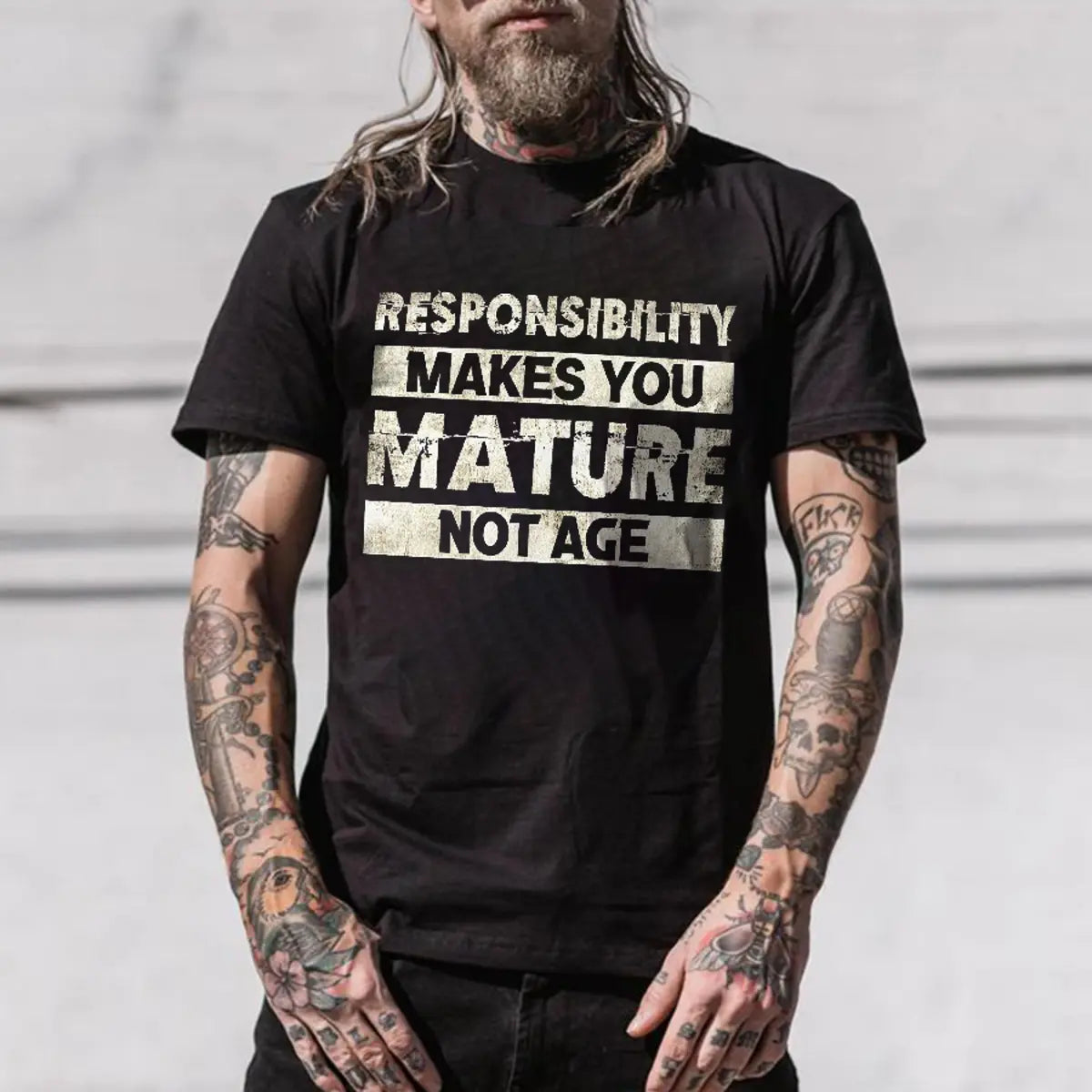 Viking Responsibility Makes You Nature Not Age Printed Men's T-shirt