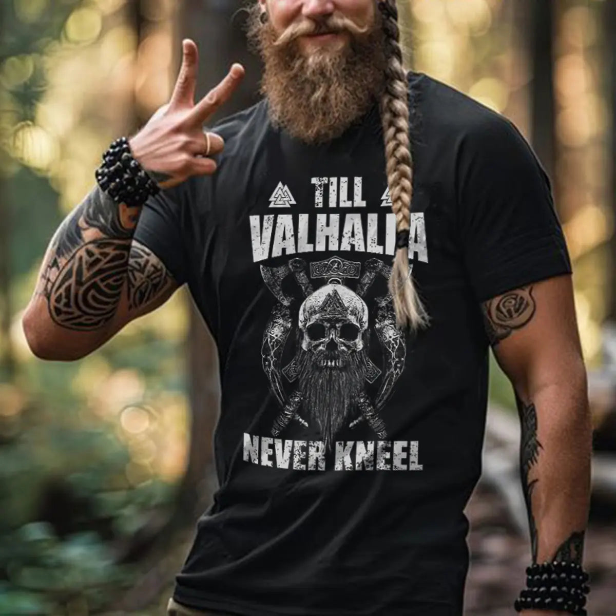 Viking Till Valhalla Never Knell Printed Men's T-shirt