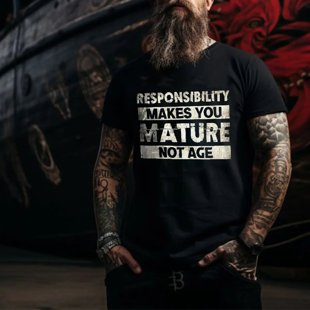 Viking Responsibility Makes You Nature Not Age Printed Men's T-shirt