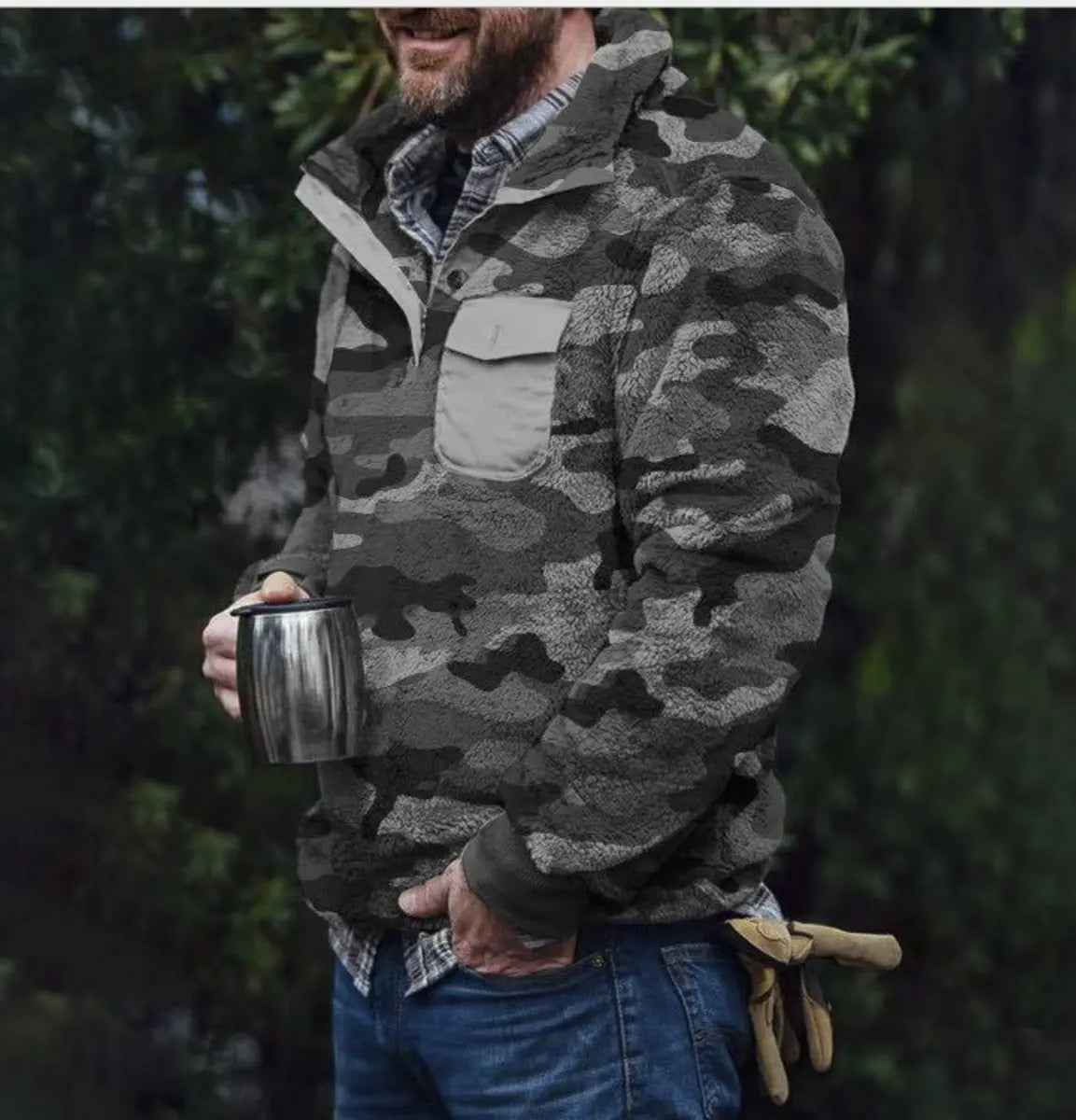 Camouflage Winter Pocket Men's Pullover Jacket