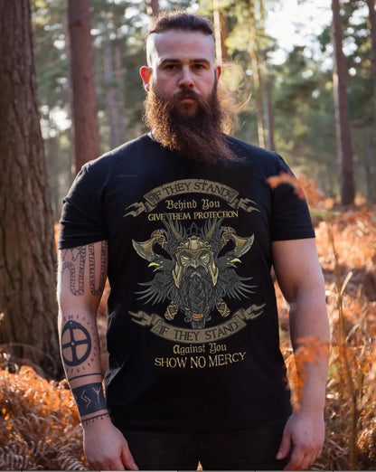 Viking If They Stand Behind You Give Them Protection Printed Men's T-shirt