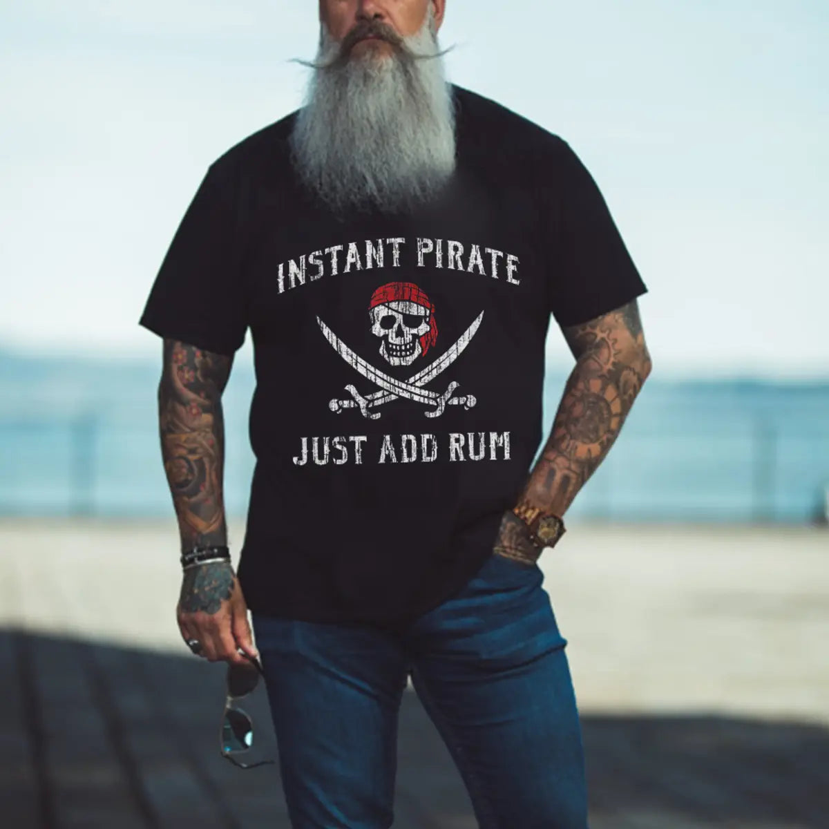 Viking Instant Pirate Just Add Rum Printed Men's T-shirt