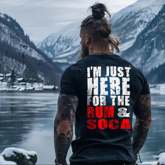 Viking I’m Just Here For The Rum & Soca Printed Men's T-shirt