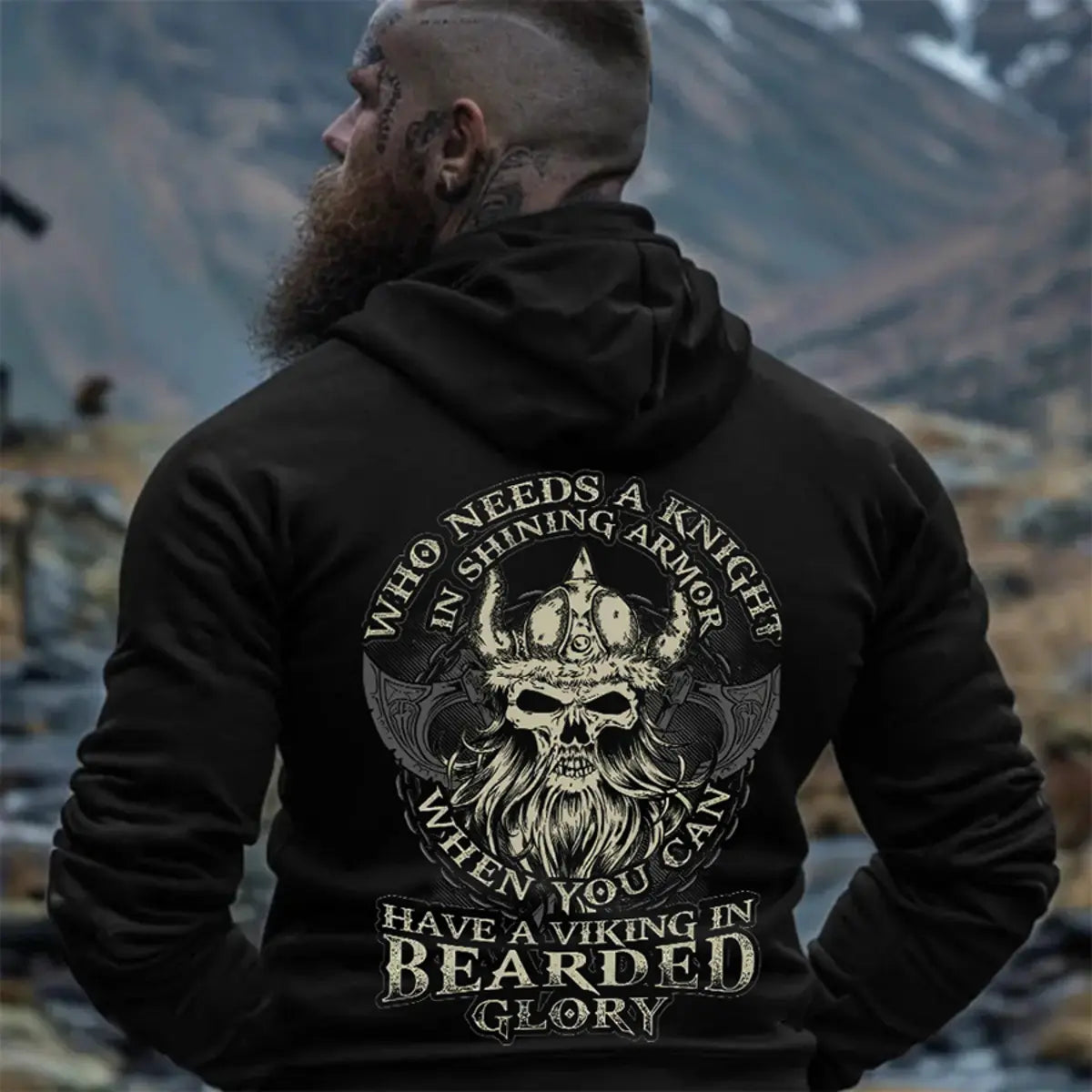 Viking Who Needs A Knight Printed Men's Hoodie