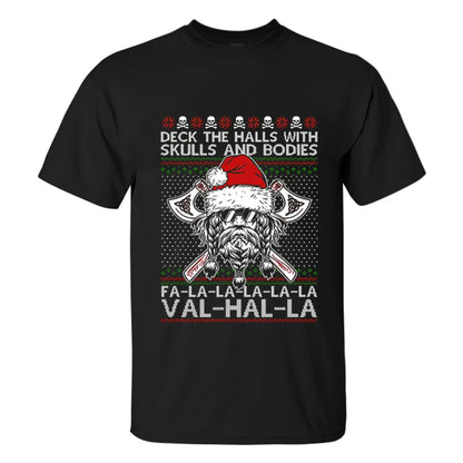 Viking Deck The Halls With Skulls And Bodies Printed Men's T-shirt