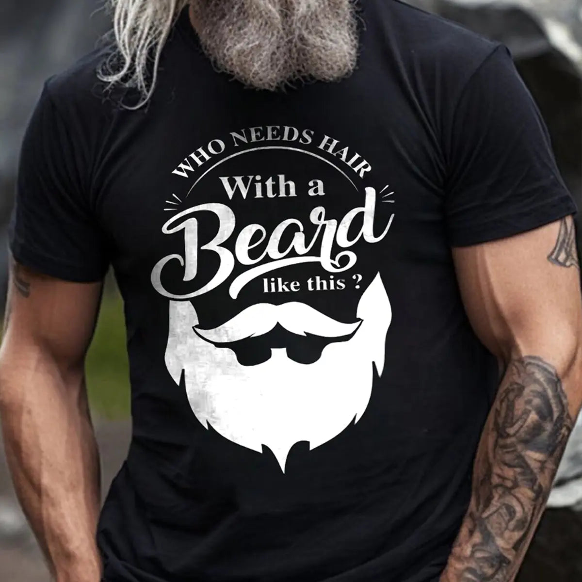 Viking Who Needs Hair With A Beard Like This Printed Men's T-shirt