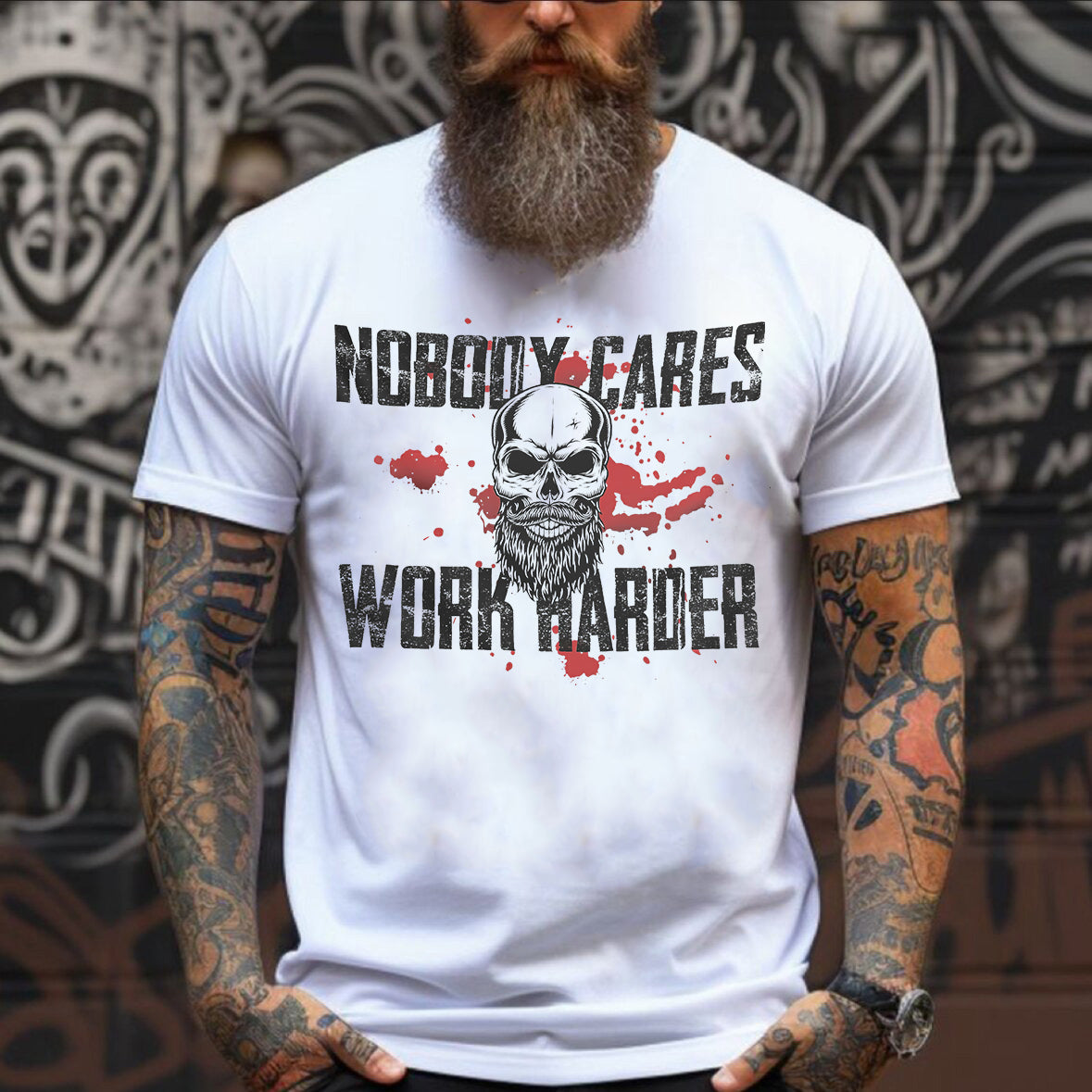 Viking Nobody Cares Work Harder Printed Men's T-shirt