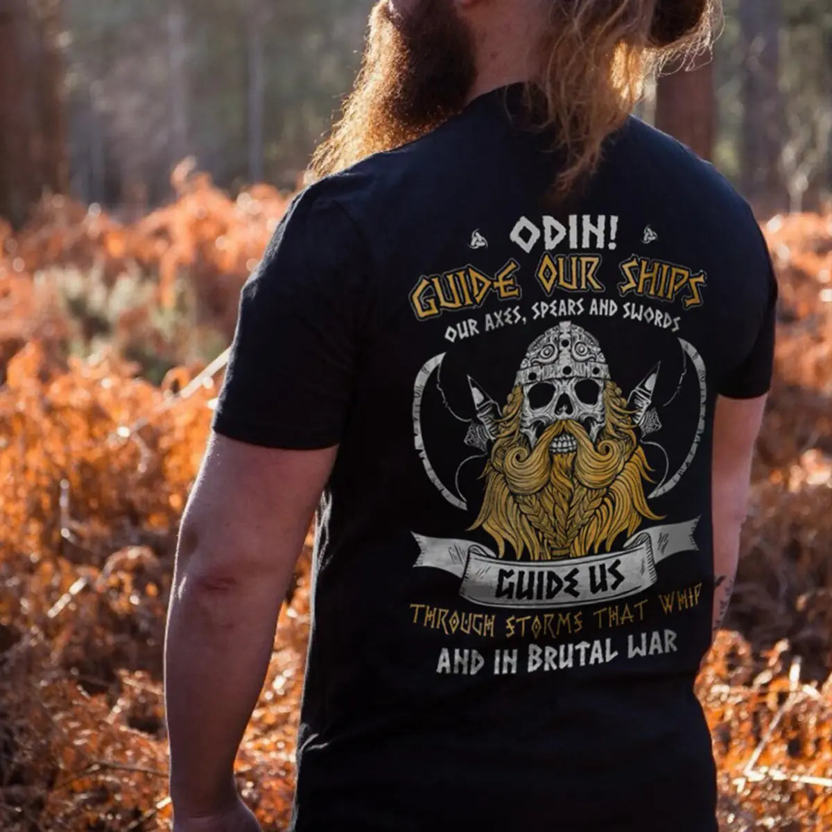 Viking Odin Guide Our Ships Guide Us Printed Men's T-shirt