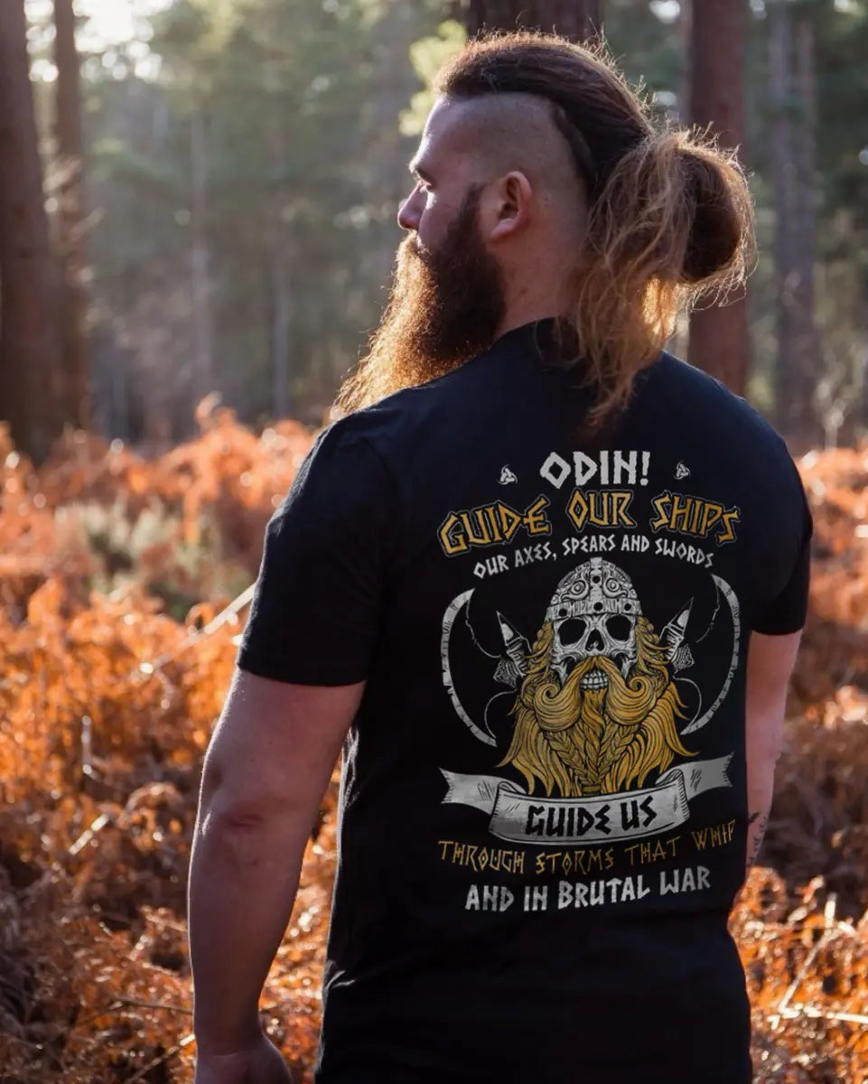 Viking Odin Guide Our Ships Guide Us Printed Men's T-shirt