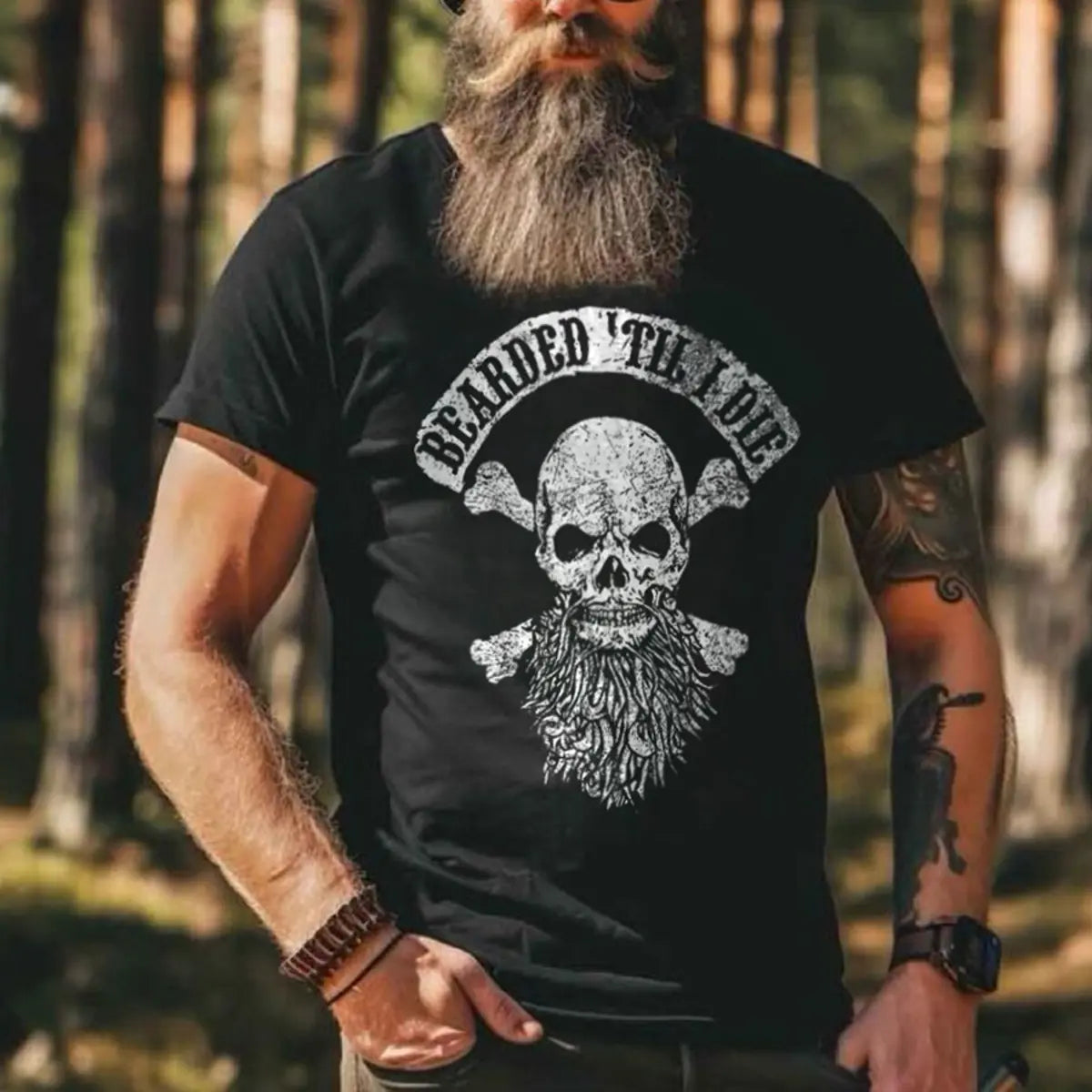 Viking Bearded Till I Die Printed Men's T-shirt