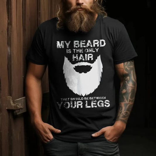 Viking My Beard Is The Only Hair Printed Men's T-shirt