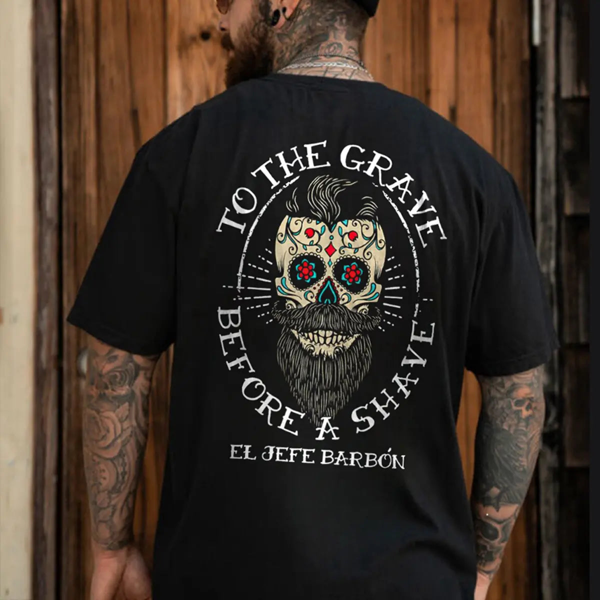 Viking To The Grave Before A Shave Printed Men's T-shirt