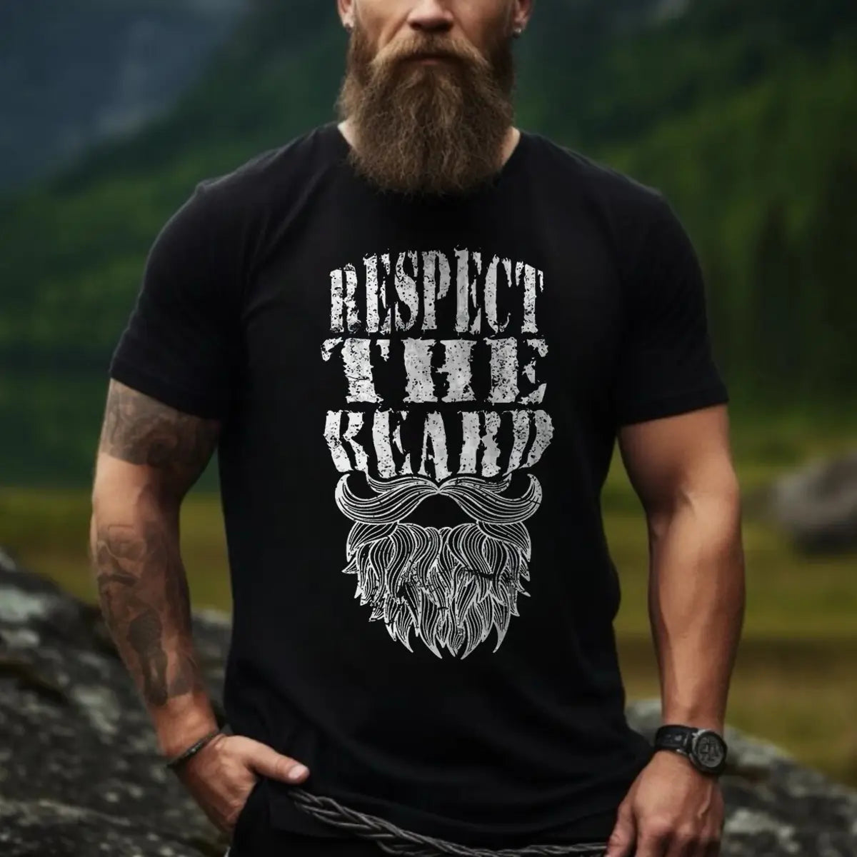 Viking Respect The Beard Printed Men's T-shirt