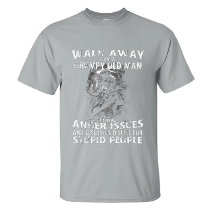 Vikings Walk Away I Am A Grumpy Old Man Printed Men's T-shirt