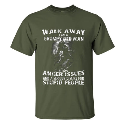 Vikings Walk Away I Am A Grumpy Old Man Printed Men's T-shirt