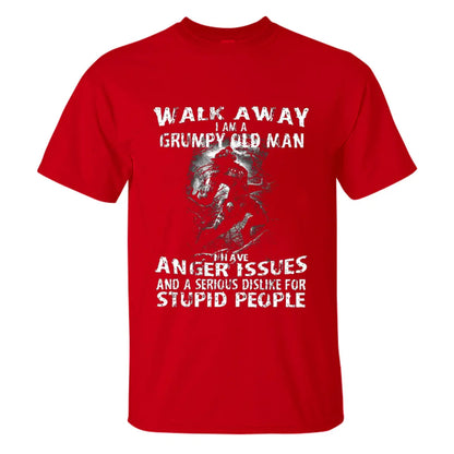 Vikings Walk Away I Am A Grumpy Old Man Printed Men's T-shirt