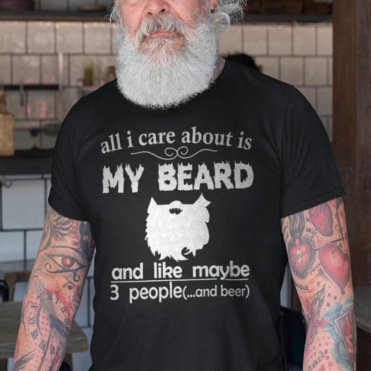 Viking All I Care About Is My Beard Printed Men's T-shirt