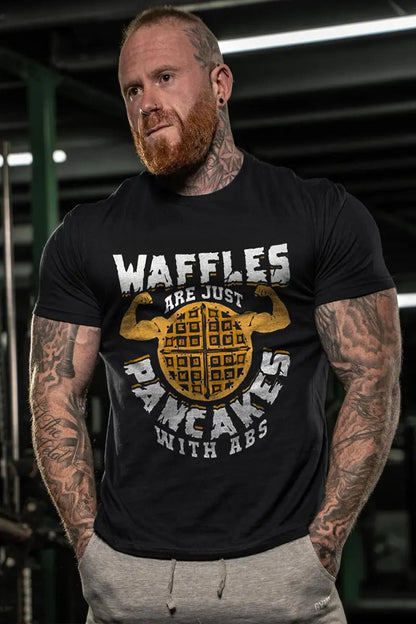 Waffles Are Just Pancakes With Abs Printed Men's T-shirt