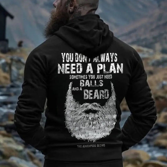 Viking You Don't Always Need A Plan Printed Men's Hoodie