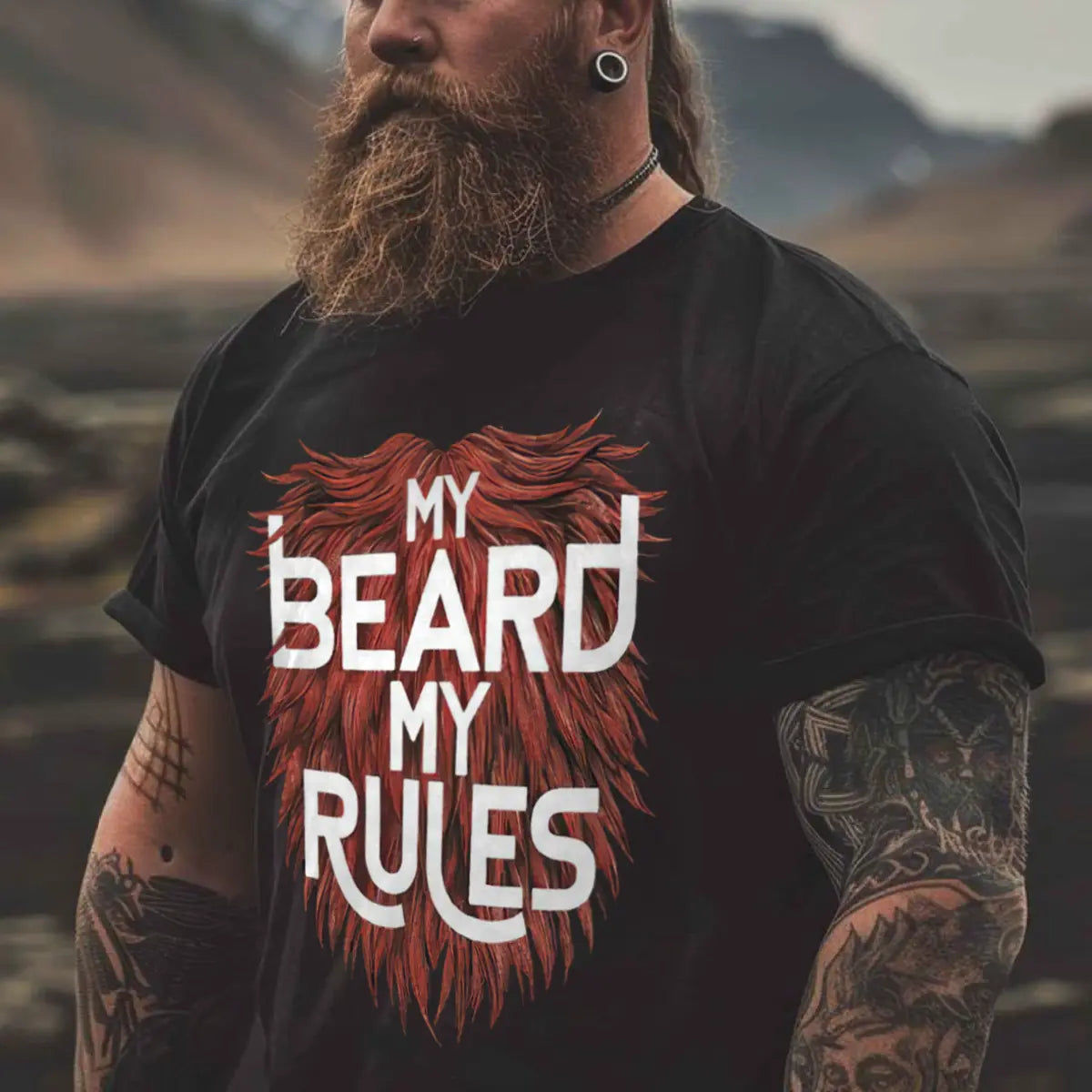 Viking My Beard My Rules Printed Men's T-shirt