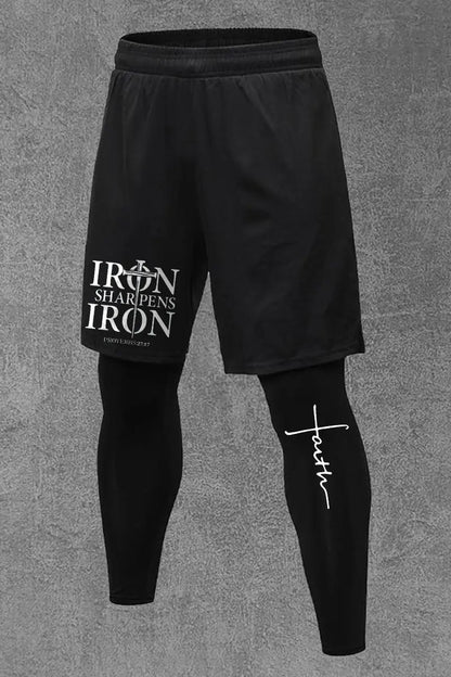 Iron Sharpens Iron Printed Men's All-In-One Fitness Leggings