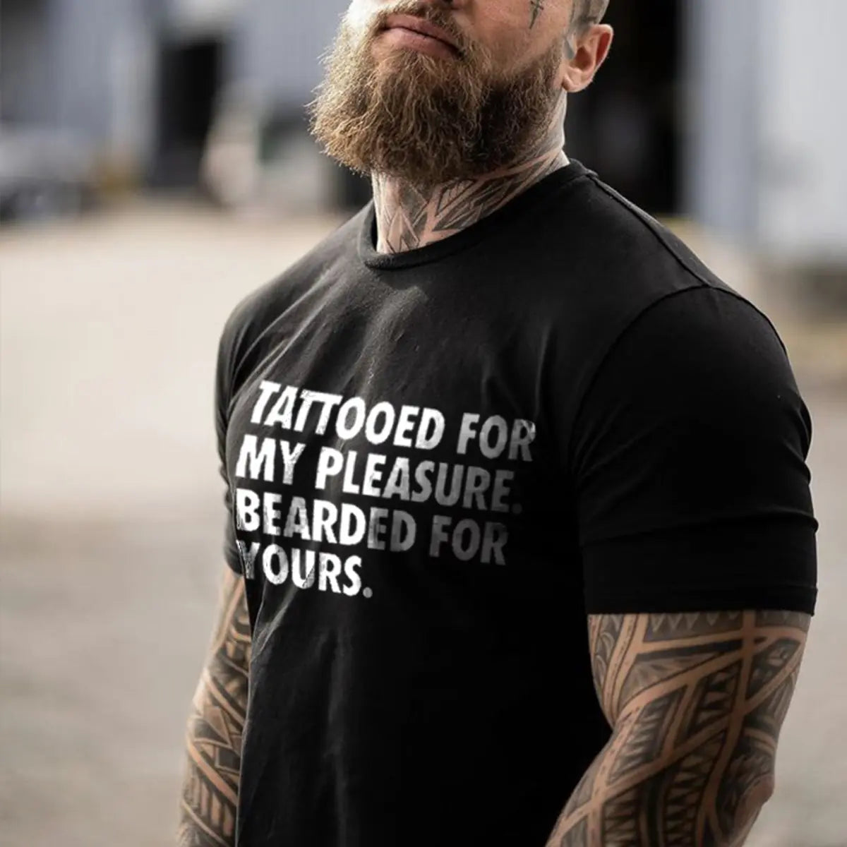 Viking Tattooed For My Pleasure. Bearded For Yours. Printed Men's T-shirt