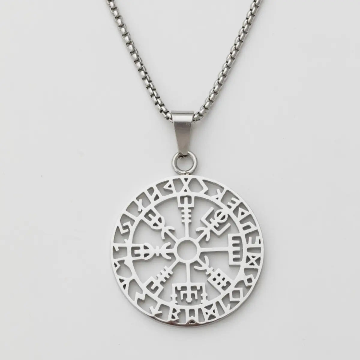 Viking Rune Lucky Round Pendant Necklace