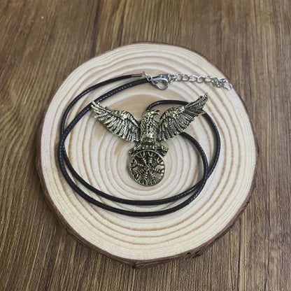 Vintage Viking Viking Rune Raven Pendant Necklace