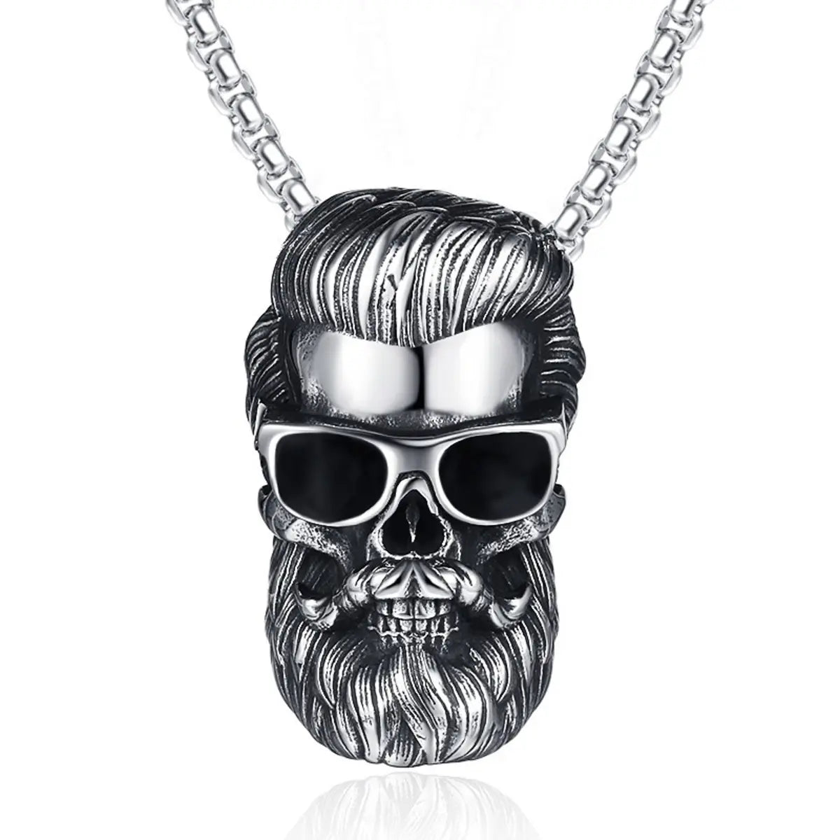 Beard Skull Pendant Necklace