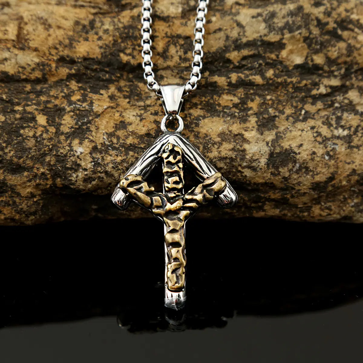 Viking Minimalist Rune Trident Pendant Necklace