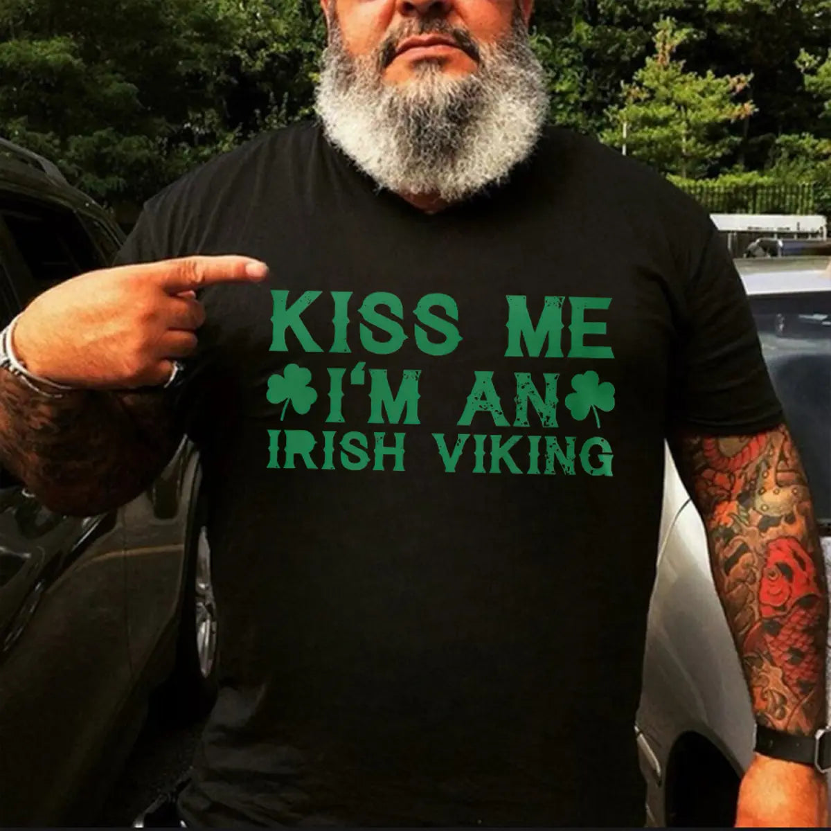 Viking Kiss Me I'm An Irish Viking Printed Men's T-shirt