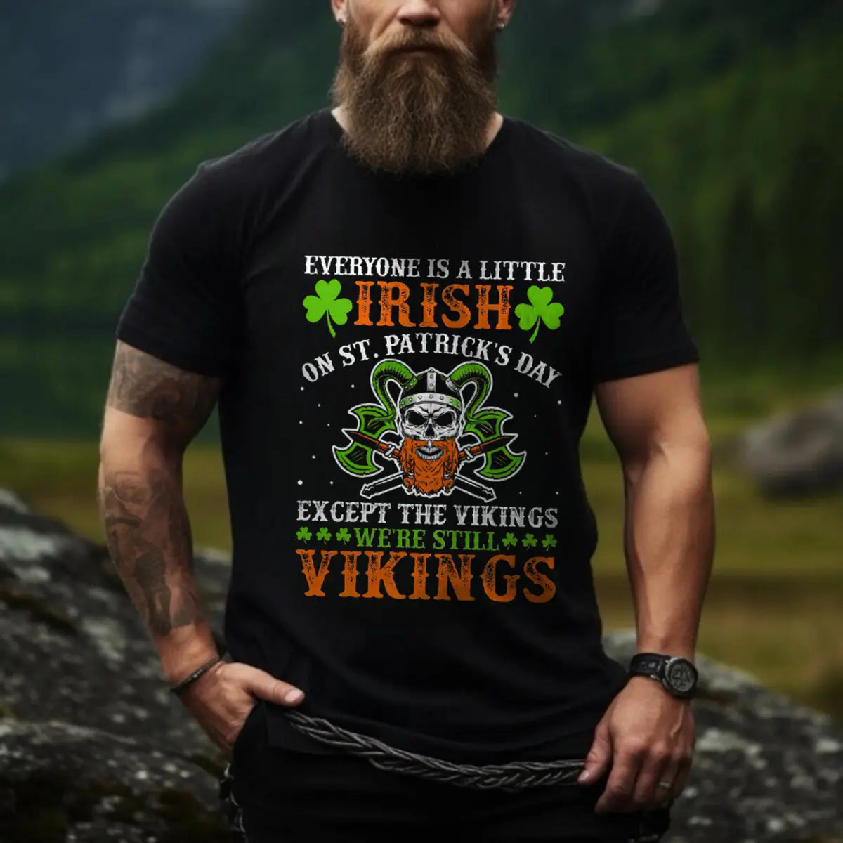 Viking Everyone Is A Little Irish Printed Men's T-shirt