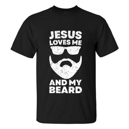 Viking Jesus Loves Me And My Beard Printed Men's T-shirt