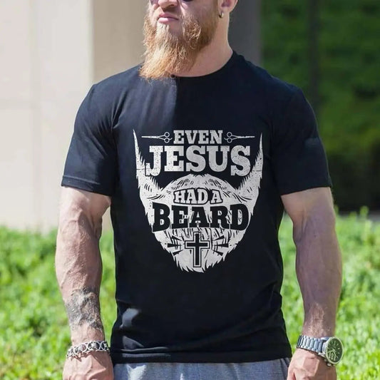 Viking Even Jesus Had A Beard Printed Men's T-shirt