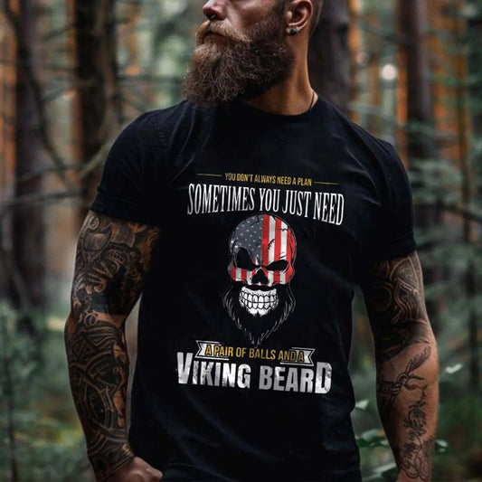 Viking You Don't Always Need A Plan Printed Men's T-shirt