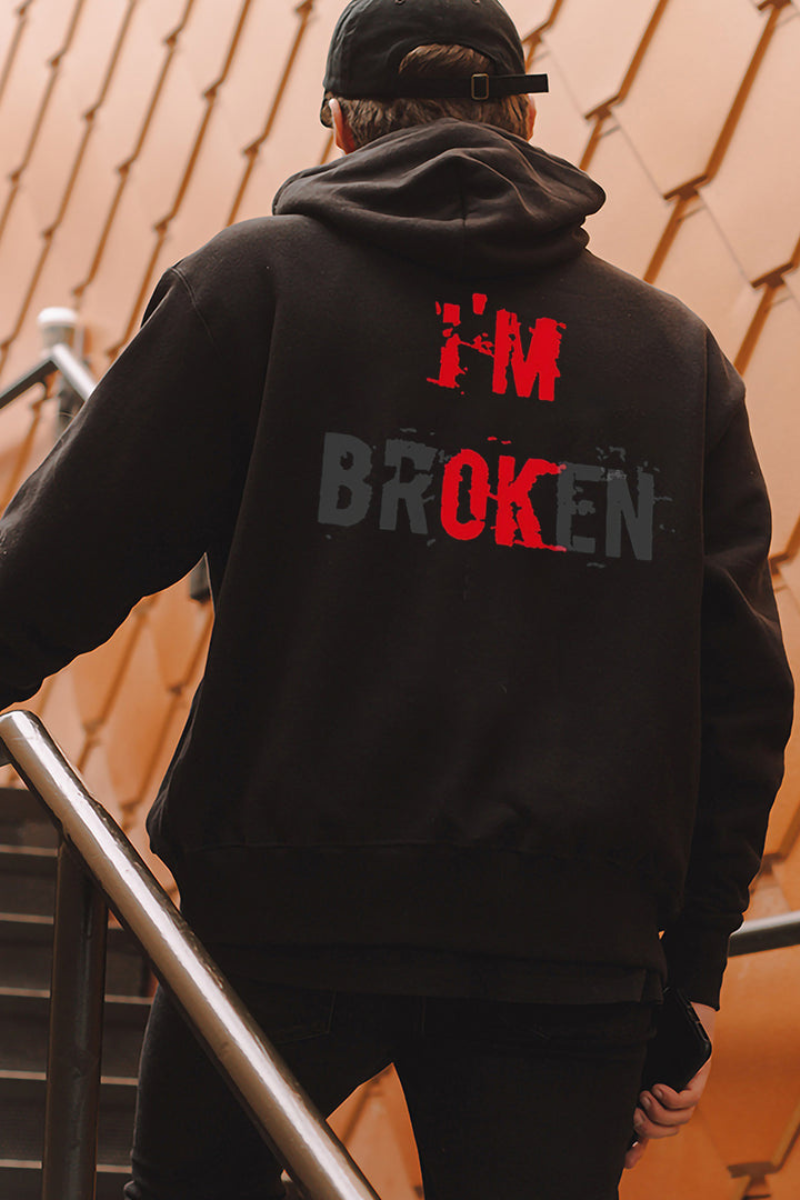 I'M Broken Print Men All-Match Hoodie