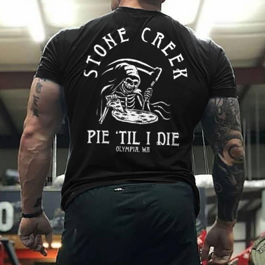 Stone Creek Pie 'Til I Die Grim Reaper Print Men's T-shirt