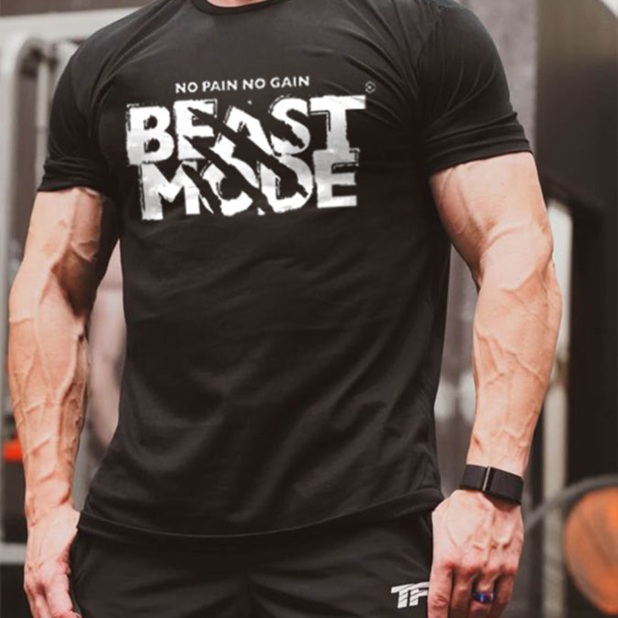 No Pain No Gain Beast Mode Printed Men's T-shirt