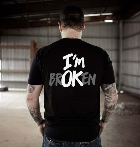 I'm Broken Men's Fun Monogram T-shirt