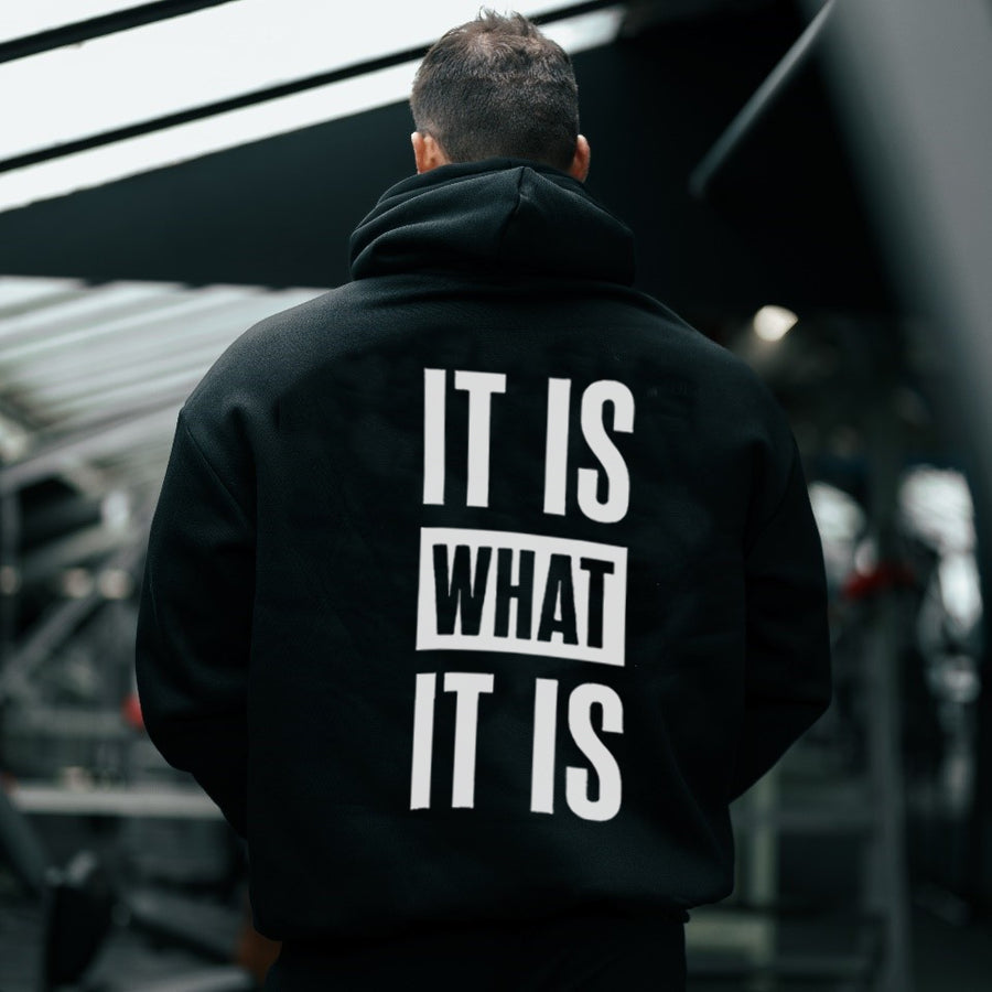 IT IS WHAT IT IS  Printed Men's White Hoodie