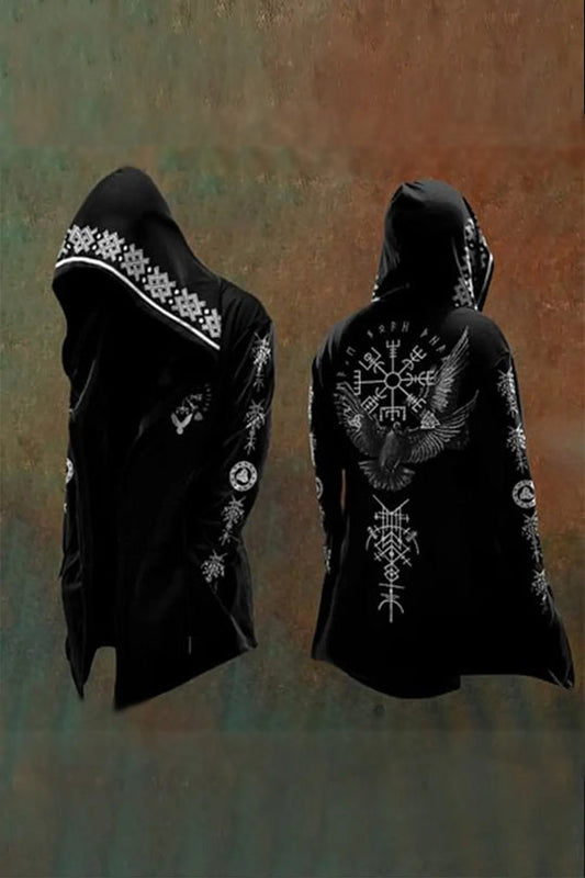 Vintage Viking Totem Art Men's Hooded Jacket