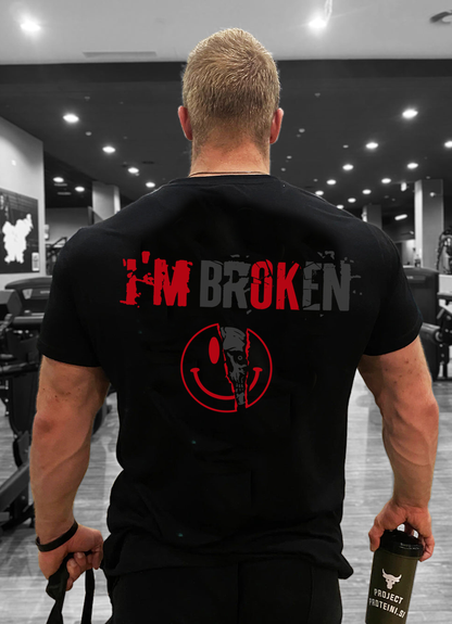 I'm Broken Letters Printed Men's T-shirt